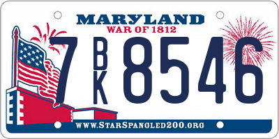 MD license plate 7BK8546