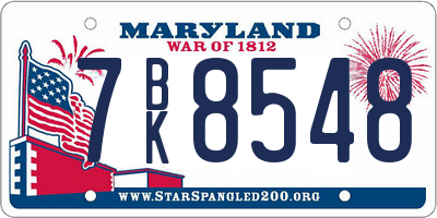 MD license plate 7BK8548