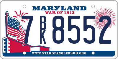 MD license plate 7BK8552
