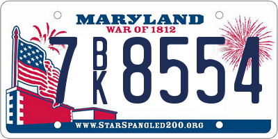 MD license plate 7BK8554
