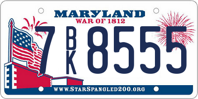 MD license plate 7BK8555