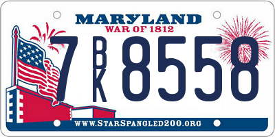 MD license plate 7BK8558