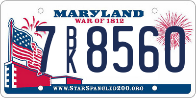 MD license plate 7BK8560