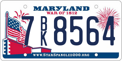 MD license plate 7BK8564