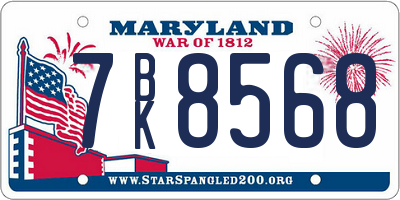MD license plate 7BK8568