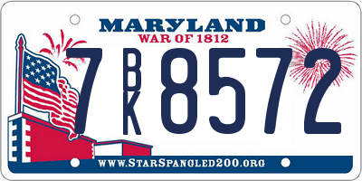 MD license plate 7BK8572
