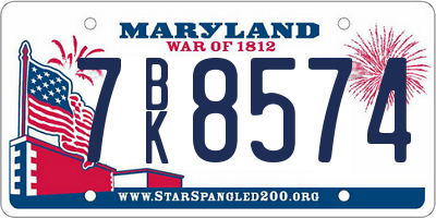 MD license plate 7BK8574