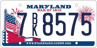 MD license plate 7BK8575