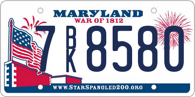 MD license plate 7BK8580