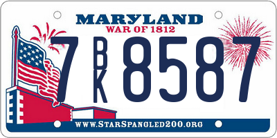 MD license plate 7BK8587