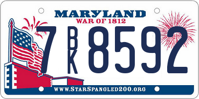 MD license plate 7BK8592