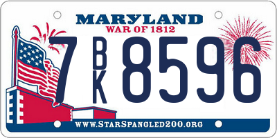 MD license plate 7BK8596