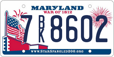 MD license plate 7BK8602