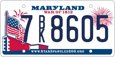 MD license plate 7BK8605
