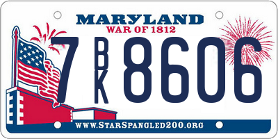 MD license plate 7BK8606