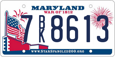 MD license plate 7BK8613