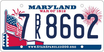MD license plate 7BK8662