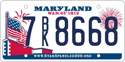 MD license plate 7BK8668