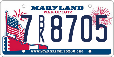 MD license plate 7BK8705