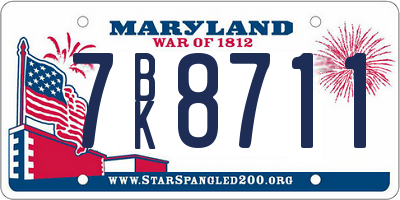 MD license plate 7BK8711