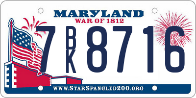 MD license plate 7BK8716