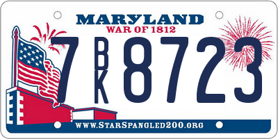 MD license plate 7BK8723