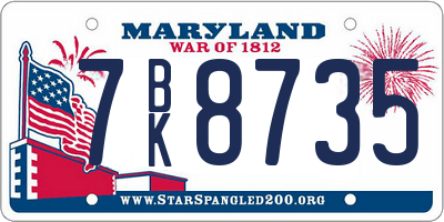 MD license plate 7BK8735