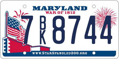 MD license plate 7BK8744