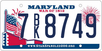 MD license plate 7BK8749