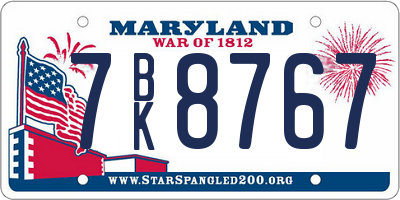 MD license plate 7BK8767