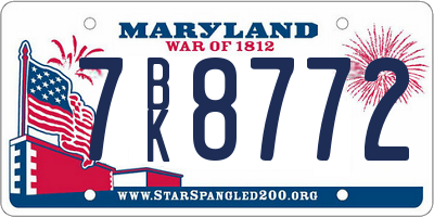 MD license plate 7BK8772