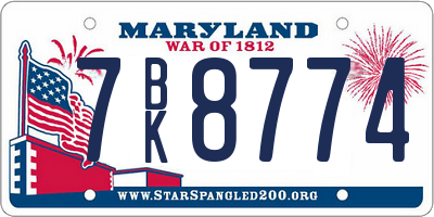 MD license plate 7BK8774