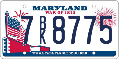 MD license plate 7BK8775