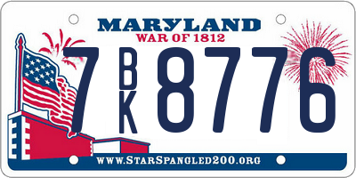 MD license plate 7BK8776