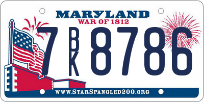 MD license plate 7BK8786