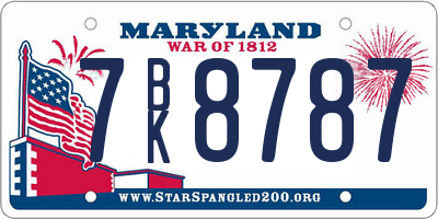 MD license plate 7BK8787