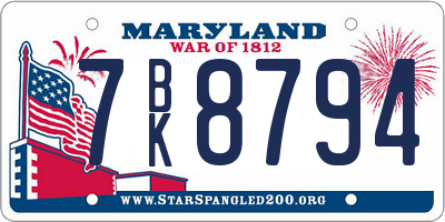 MD license plate 7BK8794