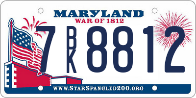 MD license plate 7BK8812
