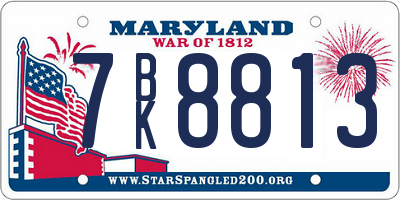 MD license plate 7BK8813
