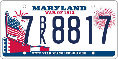 MD license plate 7BK8817