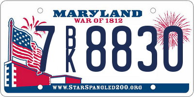 MD license plate 7BK8830