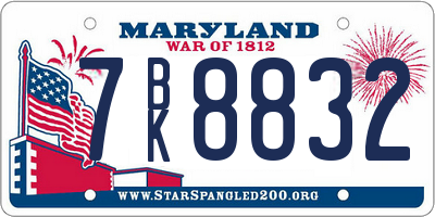 MD license plate 7BK8832