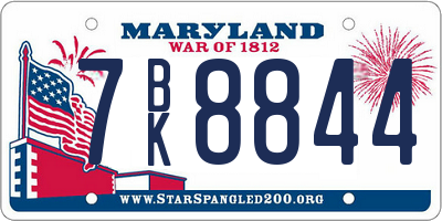 MD license plate 7BK8844