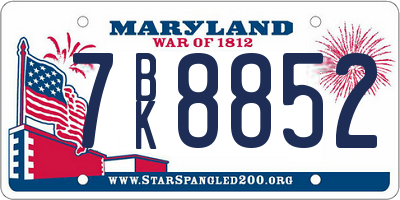 MD license plate 7BK8852