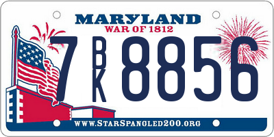 MD license plate 7BK8856