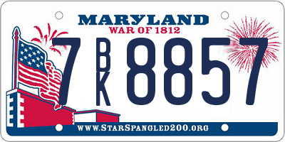 MD license plate 7BK8857