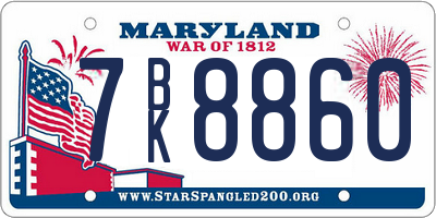 MD license plate 7BK8860