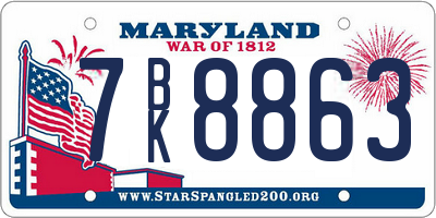 MD license plate 7BK8863
