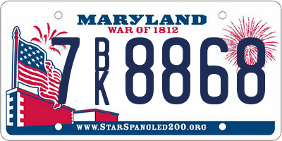 MD license plate 7BK8868