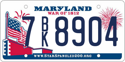 MD license plate 7BK8904